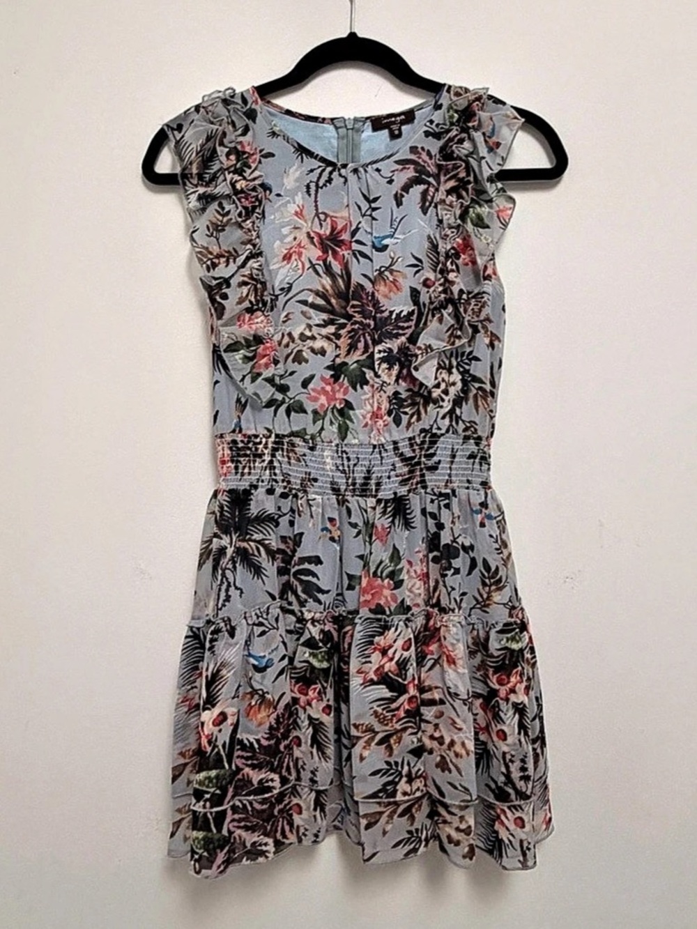 Imoga Floral Mini Dress Blue Size 10 Like New
